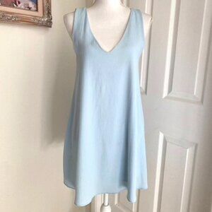Daisies Light Blue V-Neck Shift Dress Crisscross Strappy Back Size Small